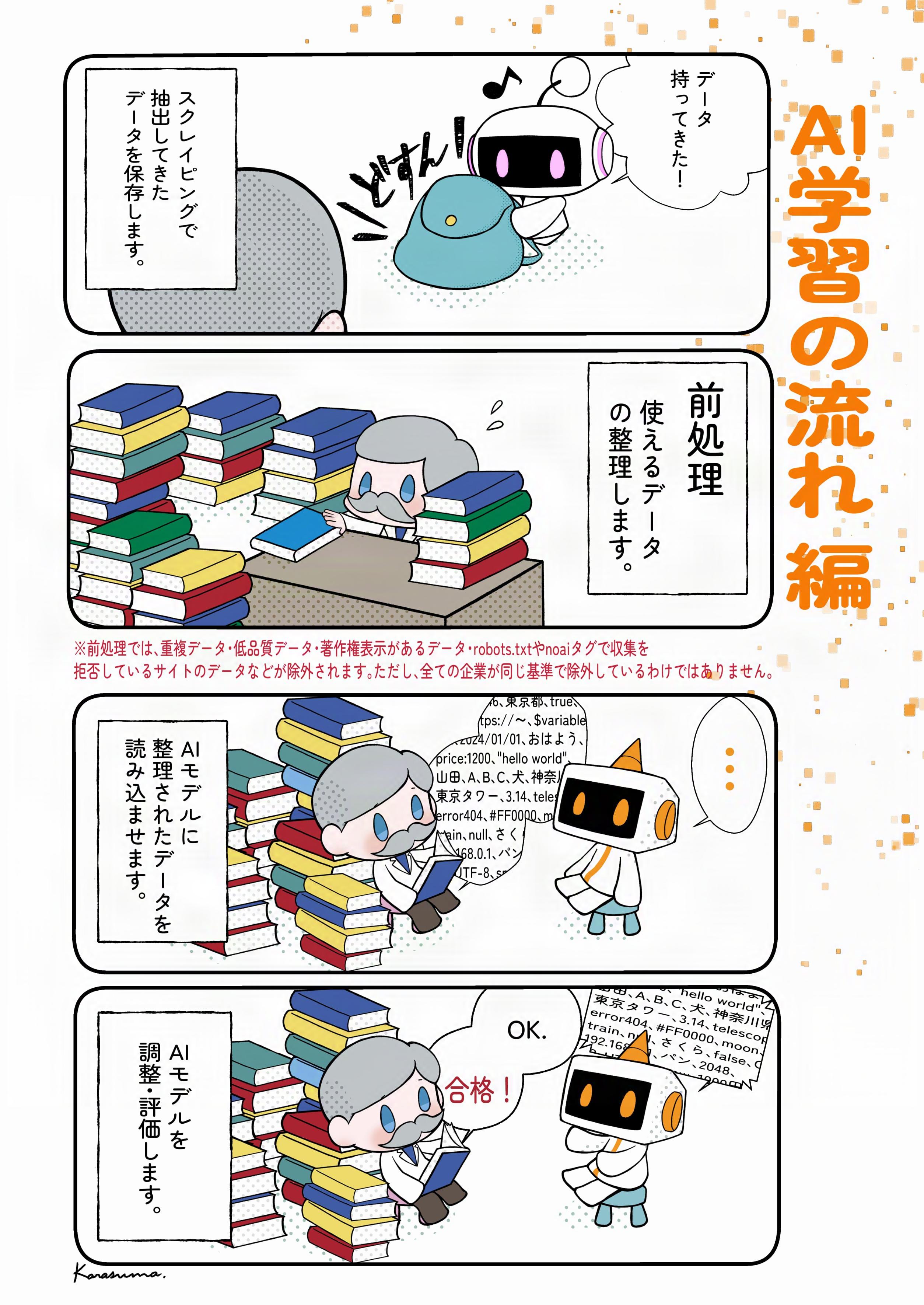 AI学習の流れを解説した4コマ漫画